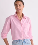 Vineyard Vines Women's Birdie Button-Down Shirt in Feeder Cutty Pink/White collar detail