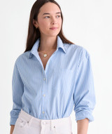 Vineyard Vines Women's Birdie Button-Down Shirt in Stripe Breaker Blue collar detail