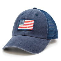 Washed Navy USA Patch Trucker Hat