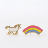 Unicorn & Rainbow Stud Earrings