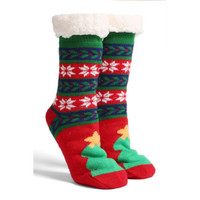 Christmas Tree Snowflake Fuzzy Socks