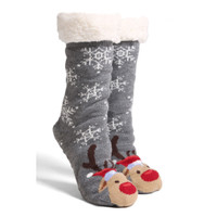 Reindeer Snowflakes Fuzzy Socks