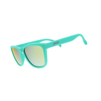 Goodr Greenhouse Moist Dream Sunglasses in Pastel Teal/ Gold mirror colorway