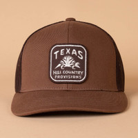 The Wallis and Futuna Six String Trucker Hat in Toasted Pecan Brown