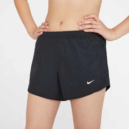 Nike Girls' Dri-FIT Tempo Running Shorts in Black/Black colorway