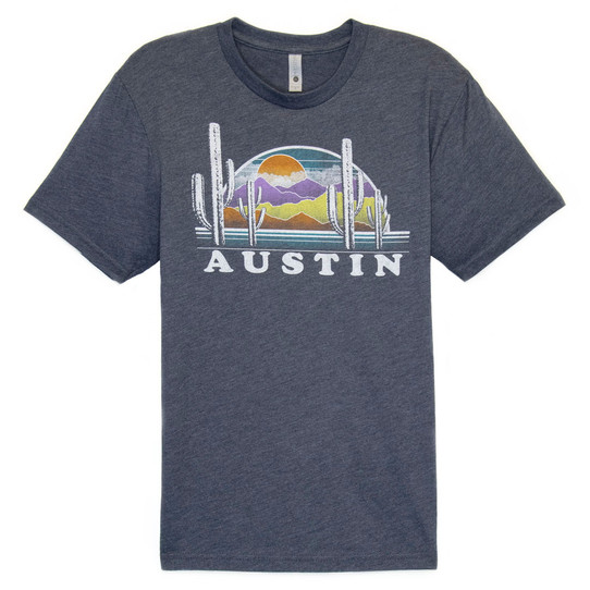 TYLER'S Austin Faraway Tee in navy blue with graphic print