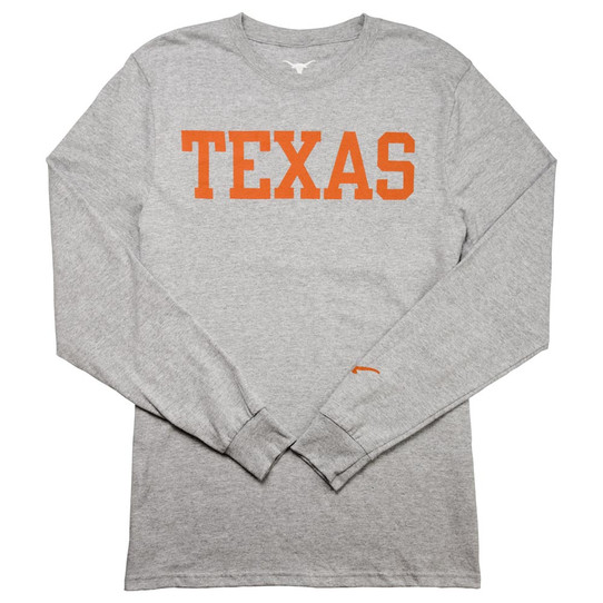 Men's Athletic Grey University of Texas Long Sleeve Block Tee