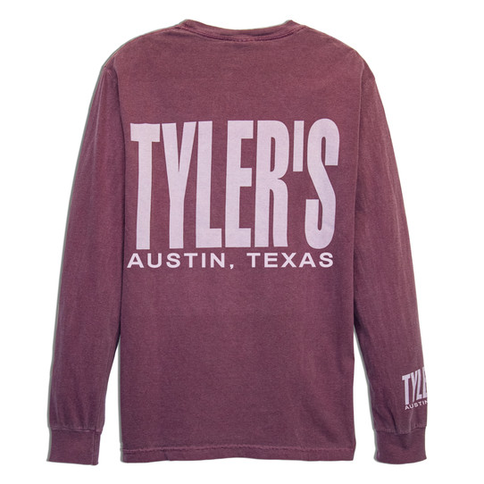 TYLER'S Berry Long Sleeve Comfort Color Pocket Tee Austin back