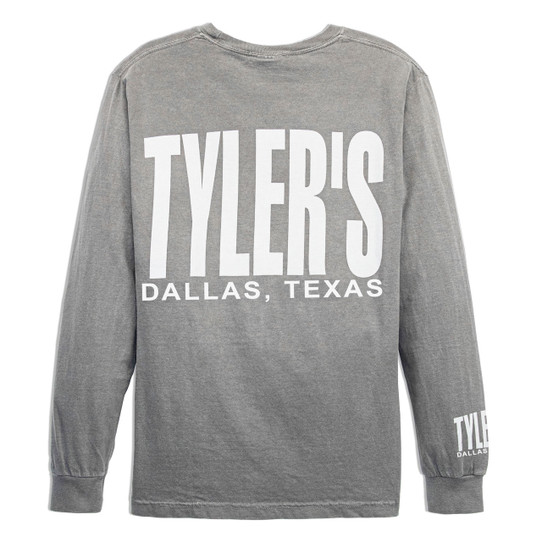 TYLER'S Grey Long Sleeve Comfort Color Pocket Tee back view