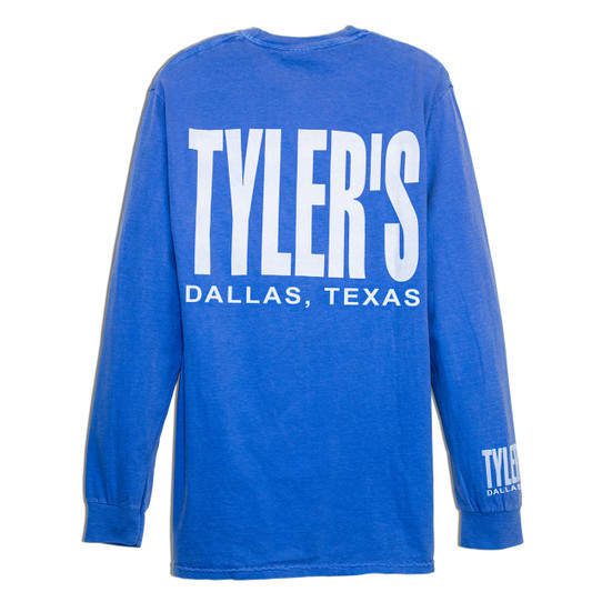 TYLER'S Blue Long Sleeve Comfort Color Pocket Tee back view