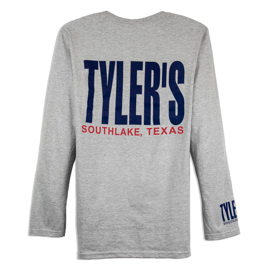 TYLER'S Grey/Navy Long Sleeve Cuffless Tee back view