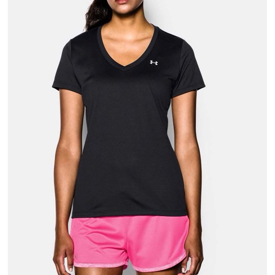 Women's Black UA Tech V-Neck Shirt