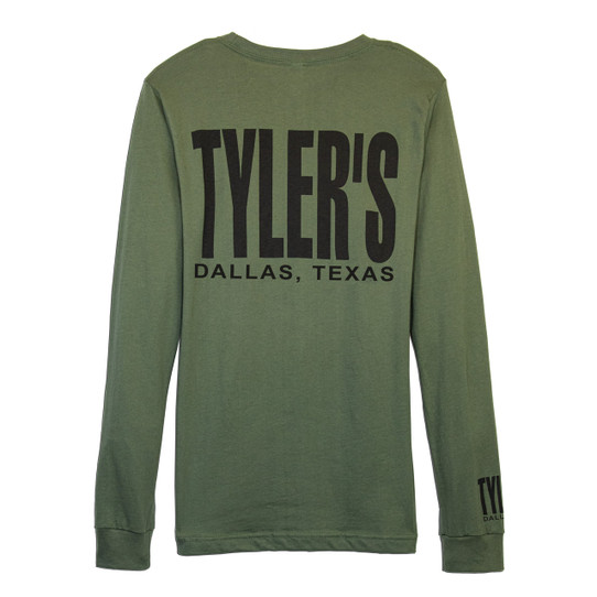 TYLER'S Military Green/Black Long Sleeve Track Tee back view Dallas