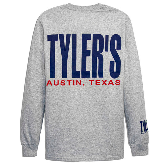 TYLER'S Grey/Navy Long Sleeve Block Tee back view