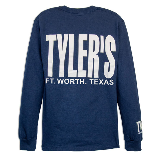 TYLER'S Navy/White Long Sleeve Block Tee Ft. Worth back view
