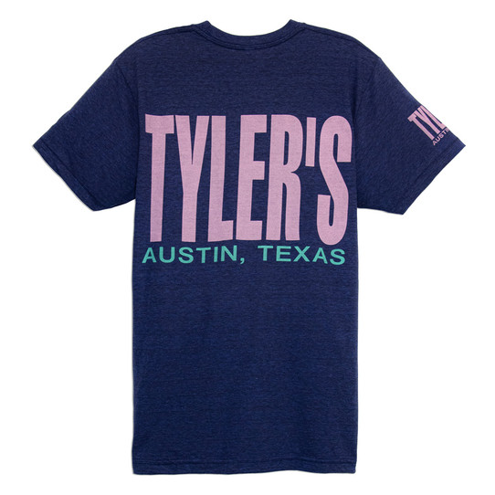 TYLER'S Navy/Panther Pink Track Tee Austin back view
