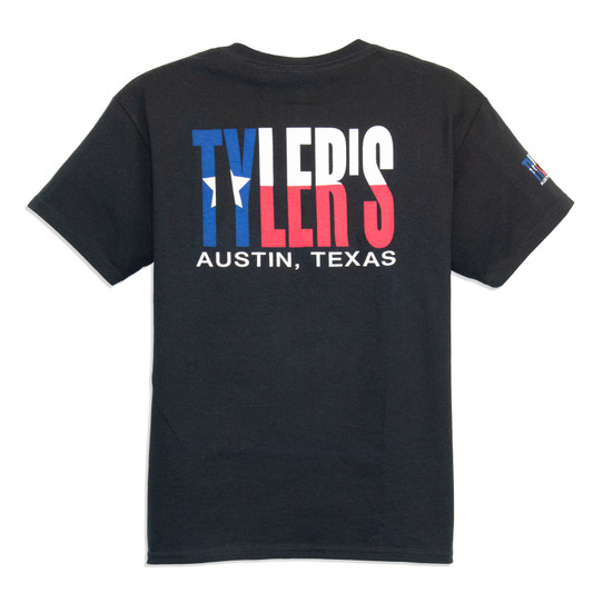 TYLER'S Kids' Black/Texas Flag Tee Austin back view