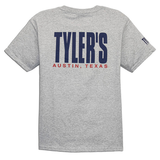 TYLER'S Kids' Grey/Navy Tee back view Austin