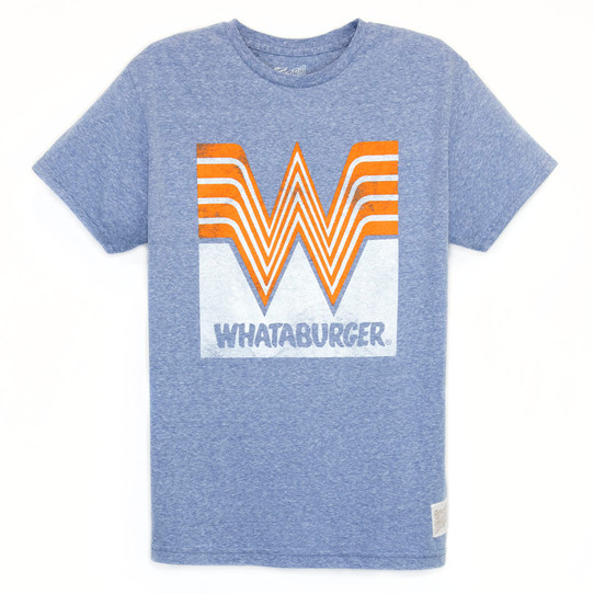 Whataburger Tee - Streaky Royal
50% Polyester, 37% Cotton, 13% Rayon