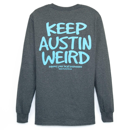 Keep Austin Weird Dark Heather/Light Blue Long Sleeve Tee