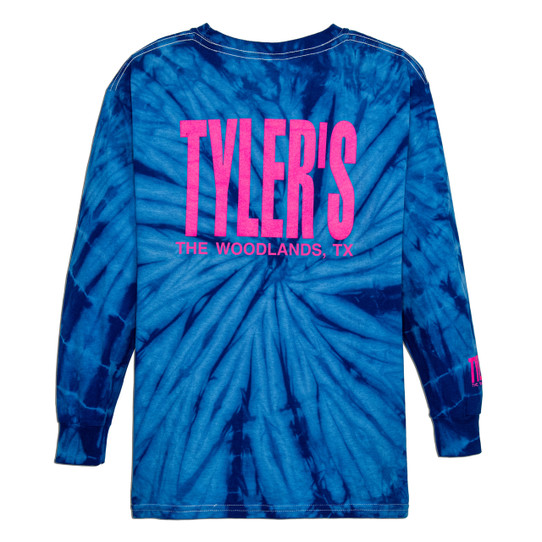 TYLER'S Kids' Royal/Heliconia Tie Dye Long Sleeve Tee