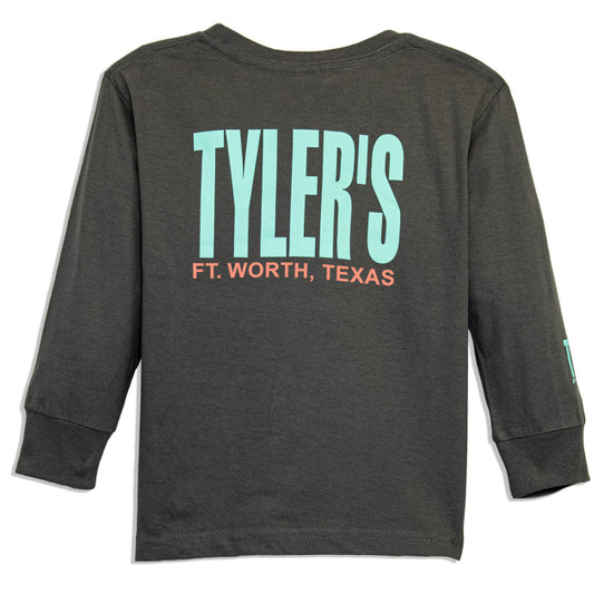 TYLER'S Toddlers' Charcoal/Mint Long Sleeve Tee back full view
