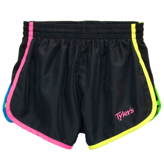 Women's Black/Multi Trim Racer Shorts