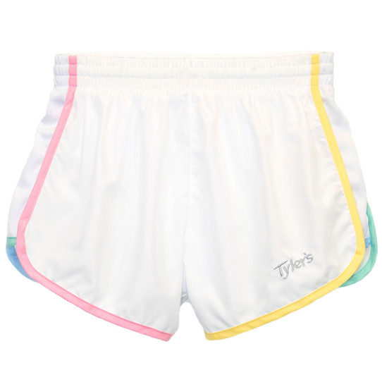 Women's White/Multi Racer Shorts