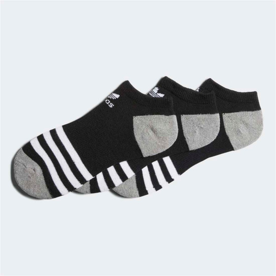 Adidas Icon Kid's Black & White Roller No Show Socks - 3 Pack (Size Large)