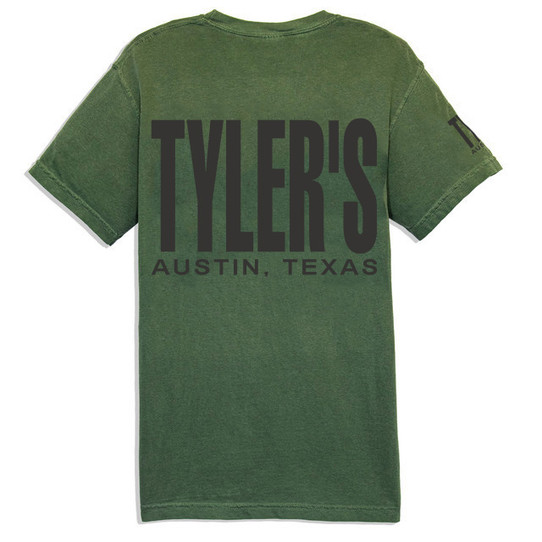 TYLER'S Moss/Black Comfort Color Tee Austin back