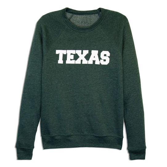 TYLER'S Texas Crew Neck Sweatshirt in the Heather Forest colorway