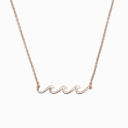 Pura Vida Delicate Wave Necklace in Rose Gold alternate angle