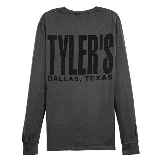 TYLER'S Railroad/Black Long Sleeve Comfort Wash Tee back view Dallas