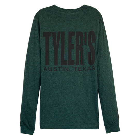 TYLER'S Emerald/Black Long Sleeve Track Tee Austin back view