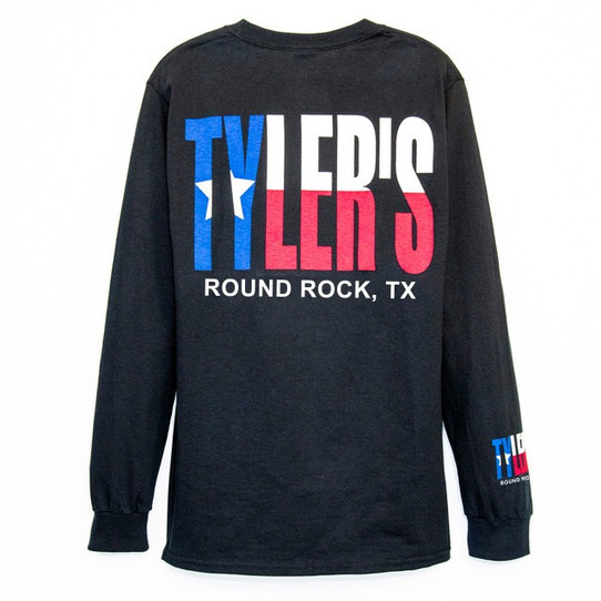 TYLER'S Black/Texas Flag Long Sleeve Block Tee
