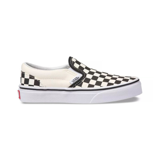 Vans Kids' Classic Checkerboard Slip On Shoes how - Black/Off White Check