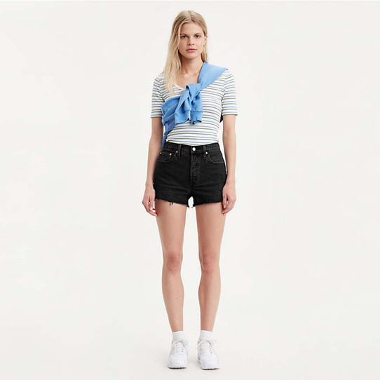 Levi's Women's 501 Original Denim Shorts in Lunar Black colorway