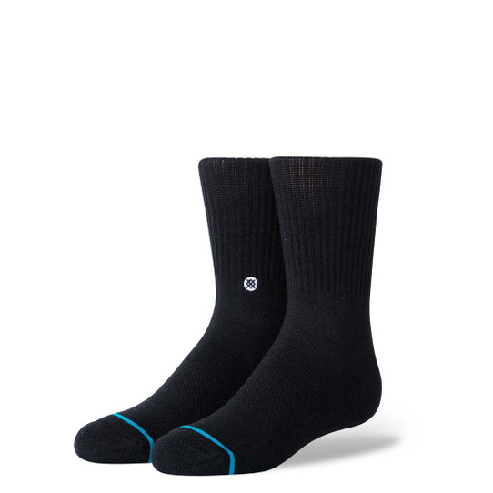 Stance Kids' Icon St Socks Black front view