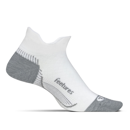 Feetures Plantar Fasciitis Relief Light Cushion No Show Tab Socks - White