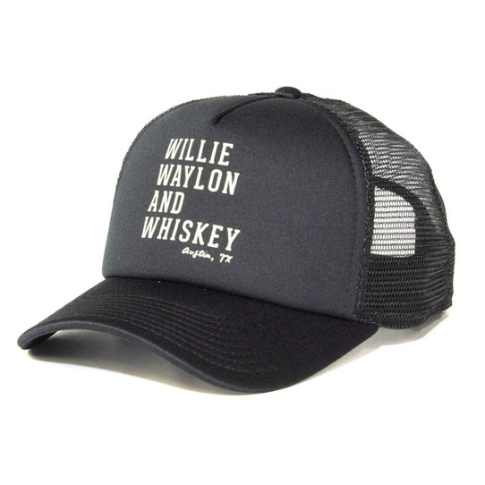 TYLER'S Willie Waylon and Whiskey Trucker Hat in Black back view