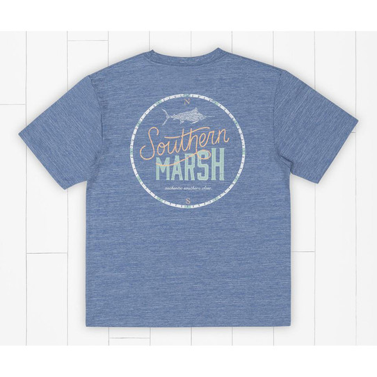 Southern Marsh Youth FieldTec Marlin Time Heathered Tee - Oxford Blue