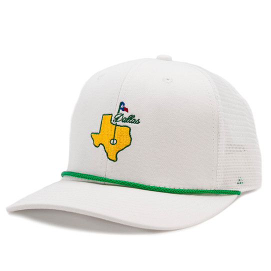 TYLER'S Dallas Golf Trucker Hat in White side view