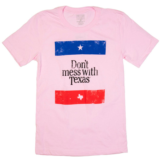 Don't Mess With Texas Flag Tee - Pink