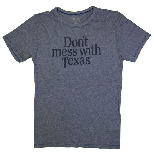 Don't Mess With Texas Flag Tee - Athletic Heather Stacked Tee - Vintage Navy