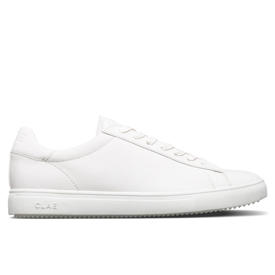 Clae Men's Bradley shoes in triple white colorway, side view