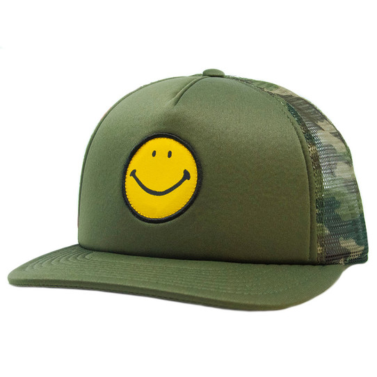 Smiley Face Trucker Hat - Camo
