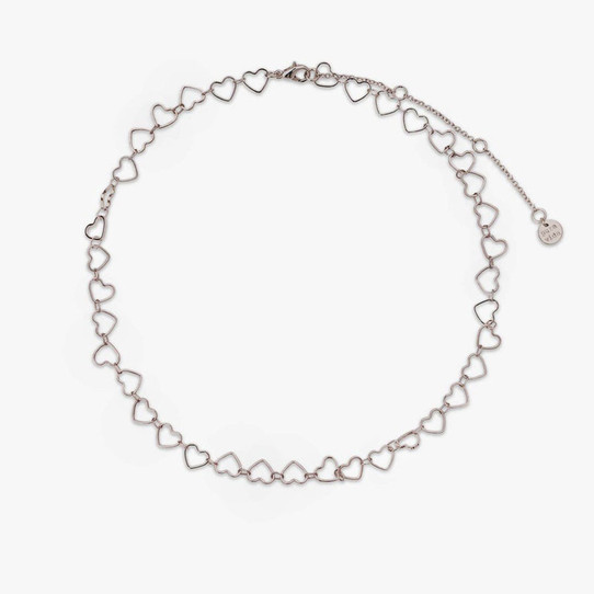 Pura Vida Heart Chain Choker Silver on model