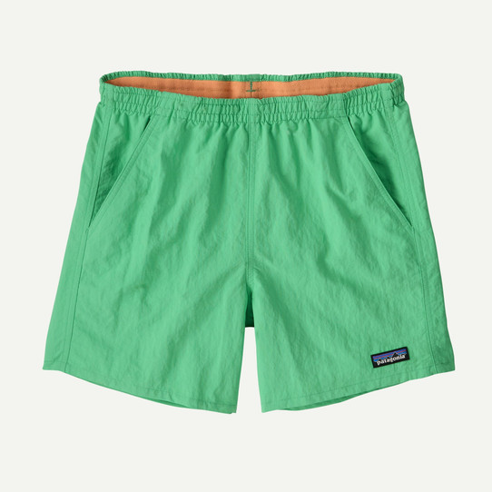 Patagonia Women's Baggies 5" Shorts Aloe Green flat lay