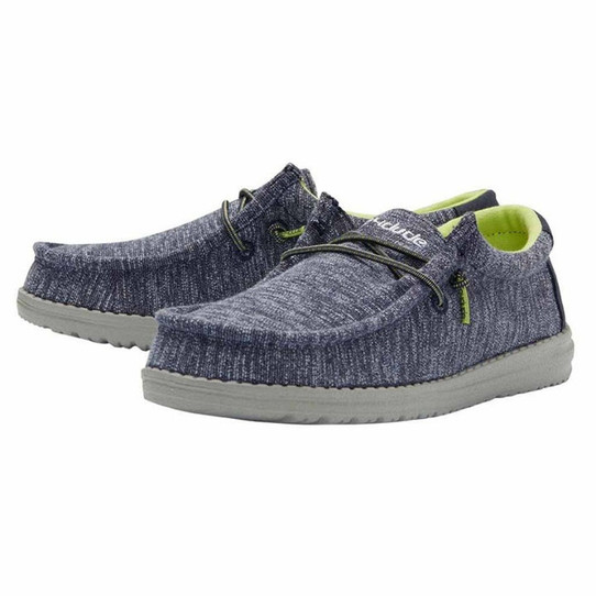 Hey Dude Kids' Wally Stretch Shoes - Navy