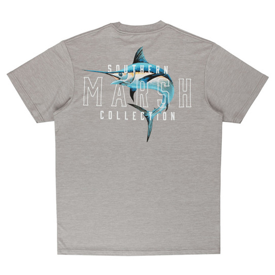 Southern Marsh FieldTec Swordfish Heather Tee Strawberry Fizz detail